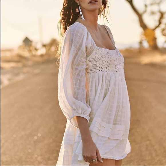 Free People White Long Sleeve Dress - Picture 2 of 8